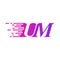 Initial letter UM fast moving logo vector purple pink color