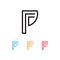 Initial letter unique P line logo vector