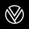 Initial letter V logo template with modern tulip line art symbol in flat design monogram