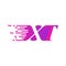 Initial letter XT fast moving logo vector purple pink color