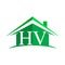 initial logo HV with house icon and green color, business logo and property developer