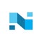 Initial n letter cube blue logo design