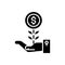 Initial revenue black icon concept. Initial revenue flat vector symbol, sign, illustration.