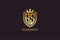 initial RS elegant luxury monogram logo or badge template with scrolls and royal crown - perfect for luxurious branding projects