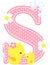 Initial s with flowers and cute rubber duck