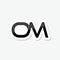 Initial Simple Letter OM Logo Sticker Design isolated on gray background