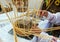 The initial stage of creating a wicker basket