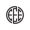 Initial three letter logo circle EEE black outline stroke