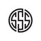 Initial three letter logo circle SSS black outline stroke