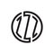 Initial three letter logo circle ZZZ black outline stroke