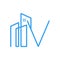 Initial V Mono line city logo