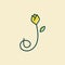 Initial yellow tulip flower J