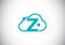 Initial Z monogram letter alphabet with the cloud. Cloud computing provider service logo. Modern cloud technology vector logo