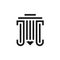 Initials Letter J J, Vector Symbol Logo Design, Law, Pillar, Legal, Justice, Pencil Concept Icon, Classic Building Template, Minim