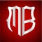 Initials M B shield shape with silver color