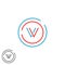 Initials VV combination monogram logo V letter, thin lines red and blue circle frame, mockup decoration design element