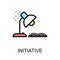 Initiative icon and desk lamp with book on white background illustration design.vector