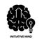 initiative mind icon, black vector sign with editable strokes, concept illustration