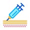 Injection of syringe under skin icon vector outline illustration