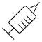 Injection vector icon in outline style. Contour syringe sign with needle and medication. Medical symbol, vaccination