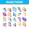 Injections Isometric Elements Icons Set Vector