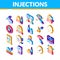 Injections Isometric Elements Icons Set Vector