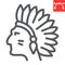 Injun line icon, america and navajo, redskin sign vector graphics, editable stroke linear icon, eps 10.