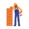 Injured construction worker cartoon character flat vector illustration isolated.