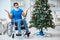 The injured disabled man celebrating christmas at home