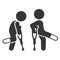 Injured Man with Crutches Icon Set. Vector