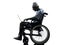 Injured man in wheelchair computing laptop computer silhouette