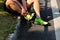 Injured marathon runner ankle