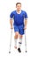 Injured soccer football player on cru