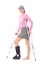 Injured woman with crutches