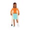 Injured young black woman with leg in plaster using crutches colorful Illustration