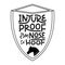 Injureproof from nose to hoof. Witty pun lettering for equestrian equine horse insurance and horse vet help and