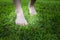 Injury female feet on the grass