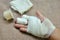 Injury hand with bandage