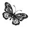 Ink butterfly hand drawing, doodle insect sketch, monochrome, print, tattoo. Painted in black inky graphic butterfly spread wings