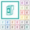 Ink cartridge outline flat color icons with quadrant frames