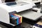 Ink cartridges in printer for textile