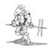 Ink Concept Art Drawing of Lizard Warrior in Armor