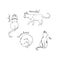 Ink handdrawn funny cats sticker set