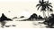 Ink Illustrations Of Palm Trees And Islands In Winter Light