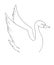 Ink line painted swan silhouette with wings