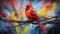 Ink Mural Painting: A Unique Shinning Yellow Northern Cardinal