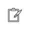 Ink pen and paper clipboard line icon
