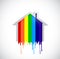 Ink rainbow drop home illustration design