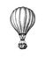 Ink sketch of hot air balloon.