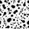 Ink splat seamless pattern. Abstract spot shapes, black inked drops. Grunge vector wallpaper texture